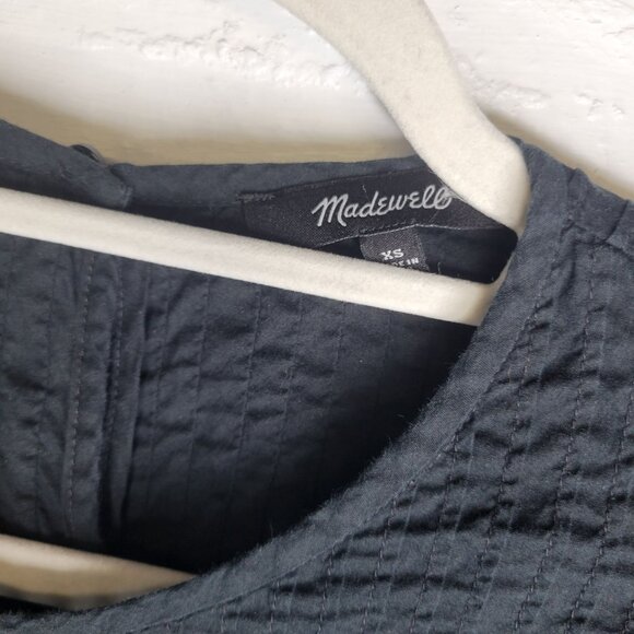 Madewell Women's XS Shirt Top Full Sleeve Pintuck Ruffle Top Black - Picture 3 of 4